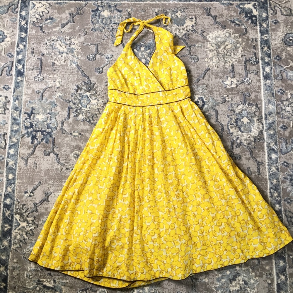 Anthropologie Moulinette Soeurs lemon halter dress